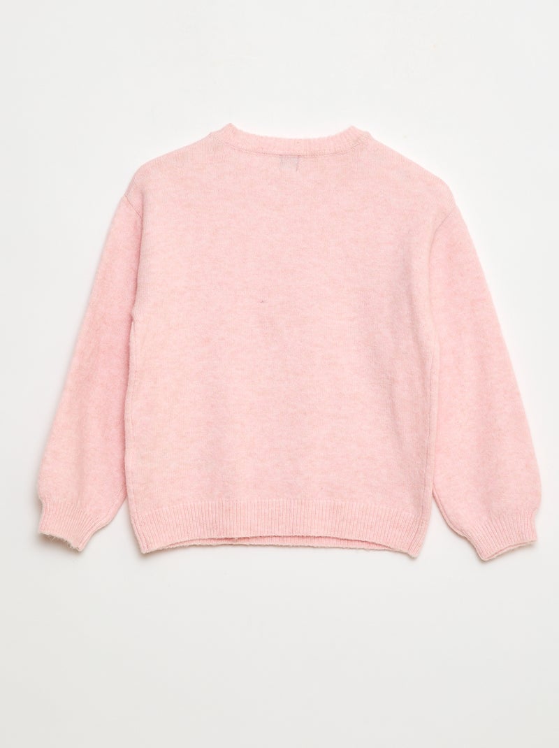 Pull en maille uni à col rond Rose - Kiabi
