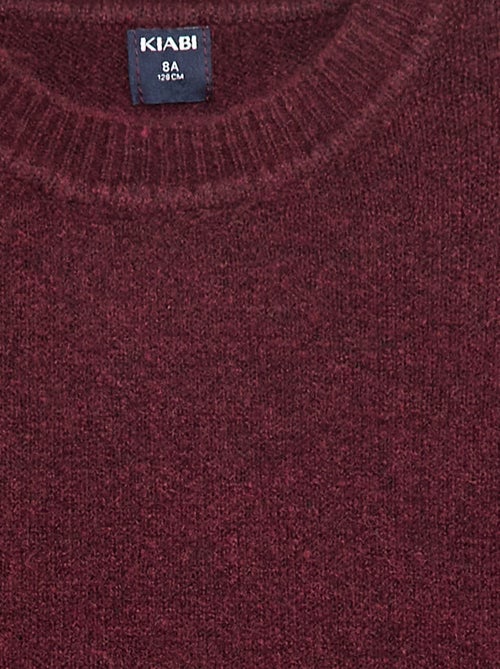 Pull en maille uni à col rond - Kiabi