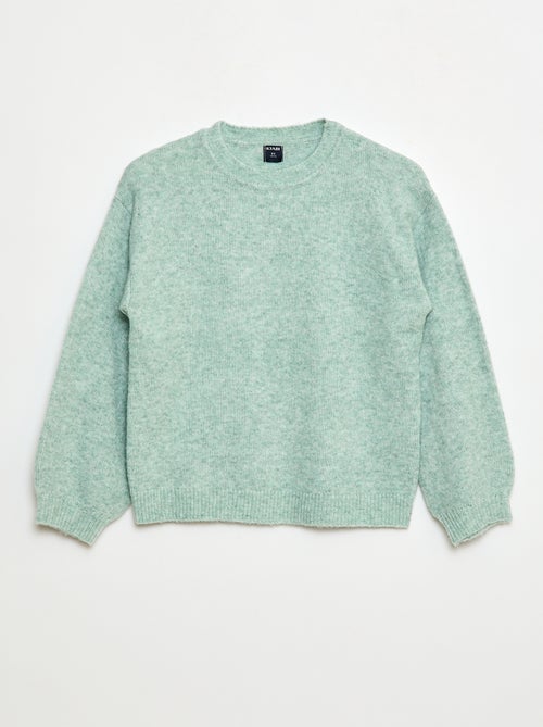Pull en maille uni à col rond - Kiabi