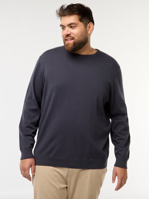 Pull en maille uni col rond - Kiabi