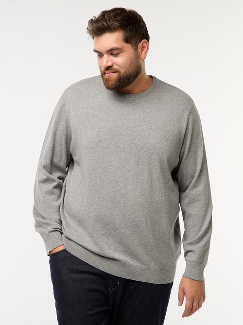 Pull en maille uni col rond - Kiabi