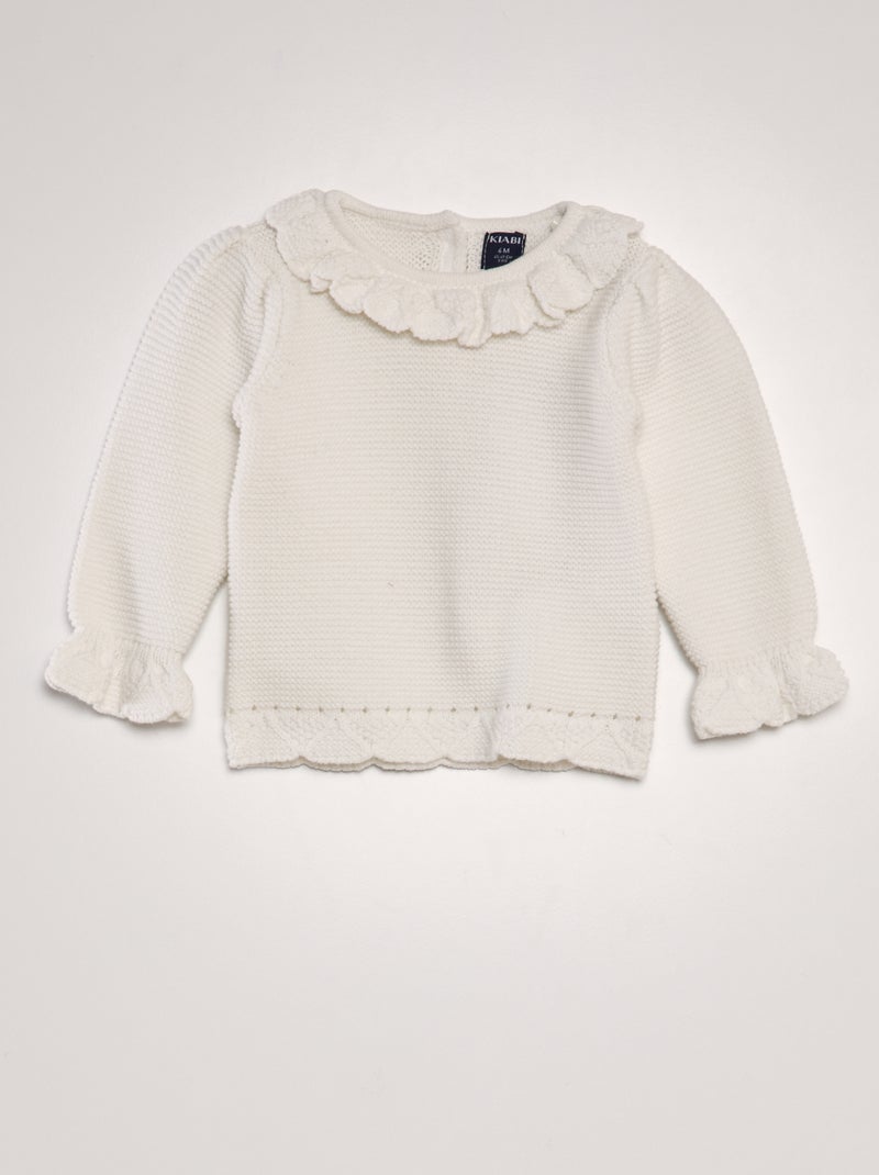 Pull en matière ajourée Beige - Kiabi