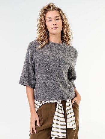 Pull en mohair manches courtes / emmanchure basse