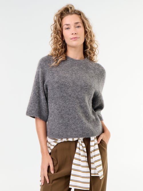 Pull en mohair manches courtes / emmanchure basse - Kiabi
