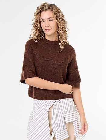 Pull en mohair manches courtes / emmanchure basse