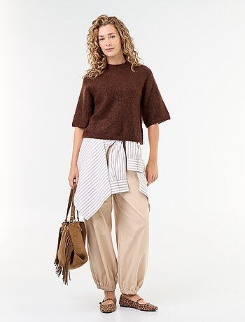 Pull en mohair manches courtes / emmanchure basse