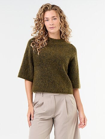 Pull en mohair manches courtes / emmanchure basse