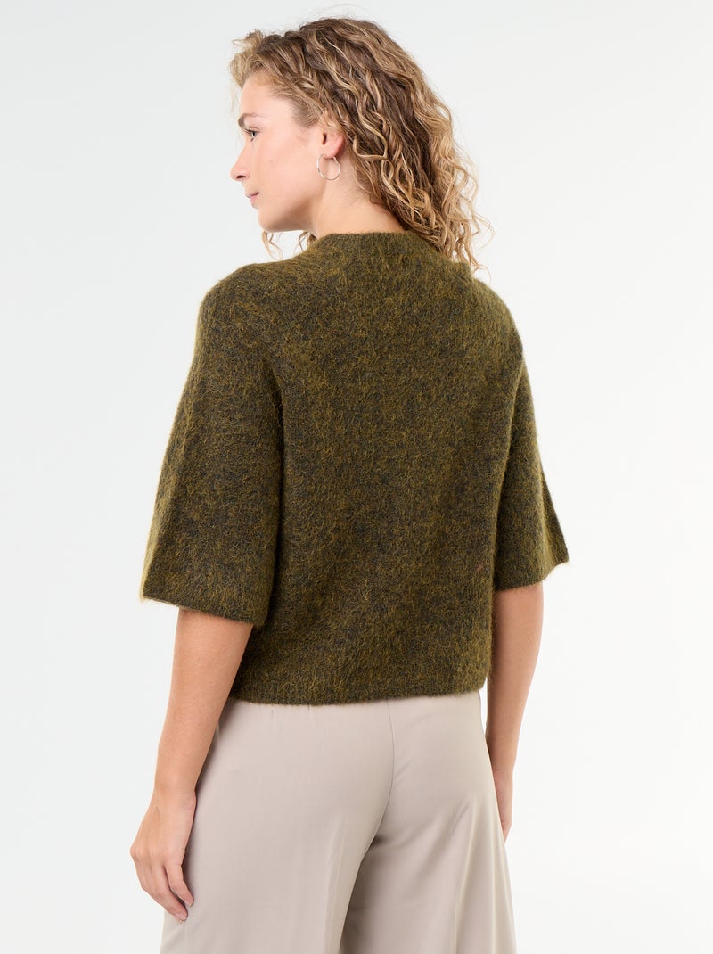 Pull en mohair manches courtes / emmanchure basse Vert - Kiabi