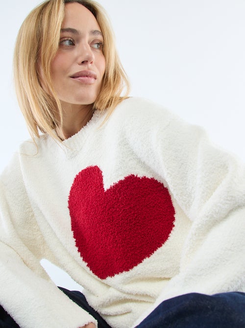 Pull en sherpa avec cœur - Kiabi