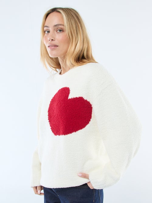 Pull en sherpa avec cœur - Kiabi