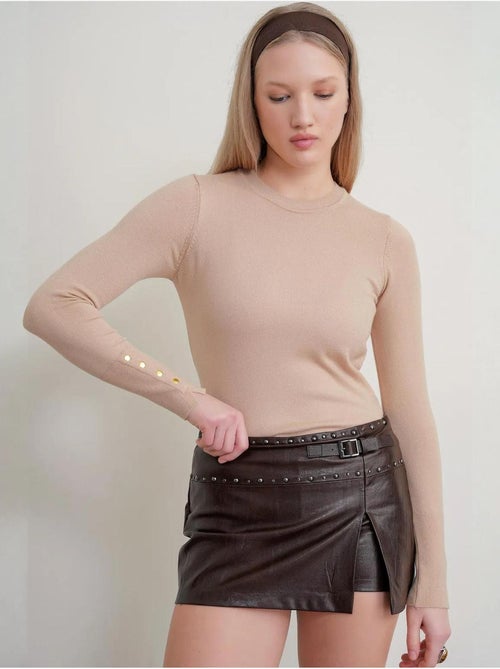 Pull en tricot à col rond et coupe slim mixray - Kiabi Pull en tricot à col rond et coupe slim mixray - Kiabi