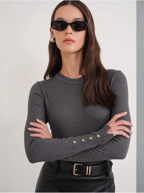 Pull en tricot à col rond et coupe slim mixray - Kiabi Pull en tricot à col rond et coupe slim mixray - Kiabi