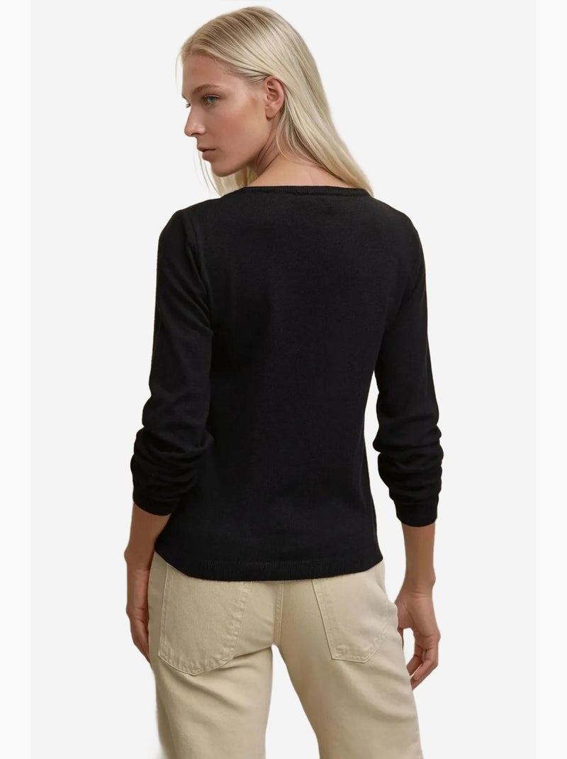 Pull en tricot à col rond hiccup Noir - Kiabi