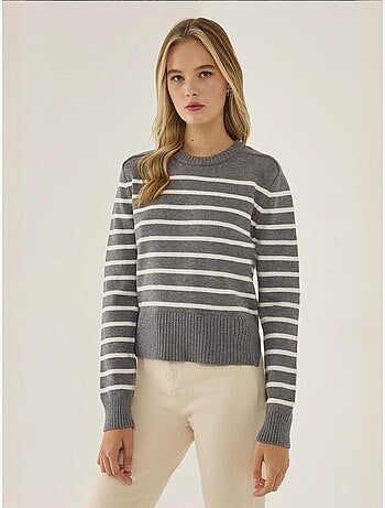 Pull en tricot à col rond rayé hiccup