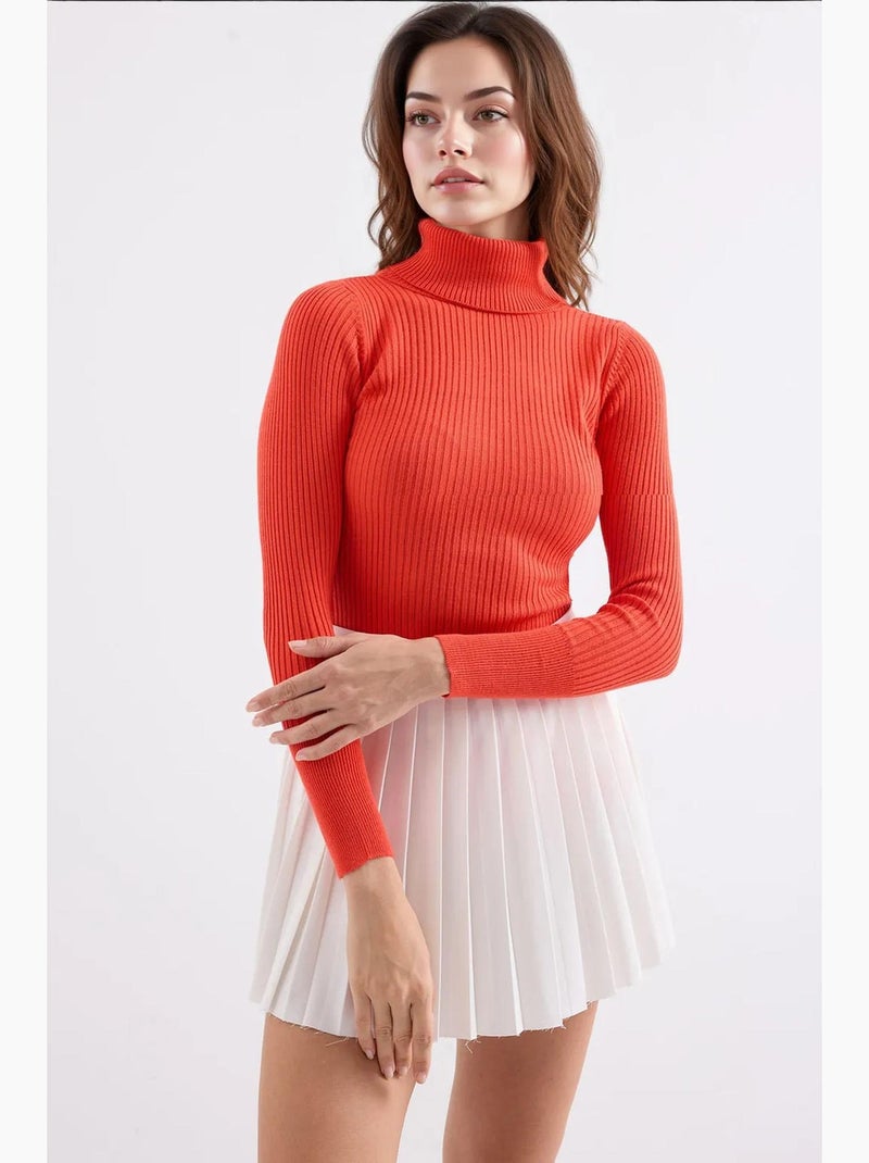 Pull en tricot à col roulé bdart Orange mandarine - Kiabi