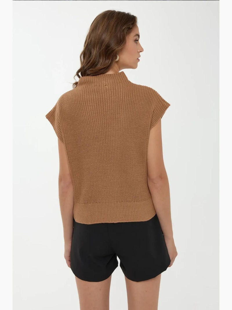 Pull en tricot à demi-col roulé hiccup Camel - Kiabi