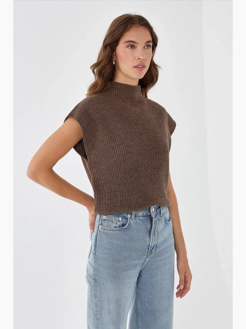 Pull en tricot à demi-col roulé hiccup Marron - Kiabi