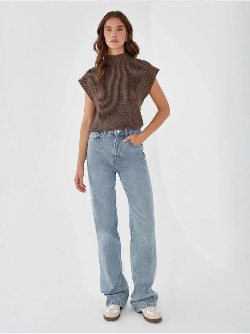 Pull en tricot à demi-col roulé hiccup Marron - Kiabi