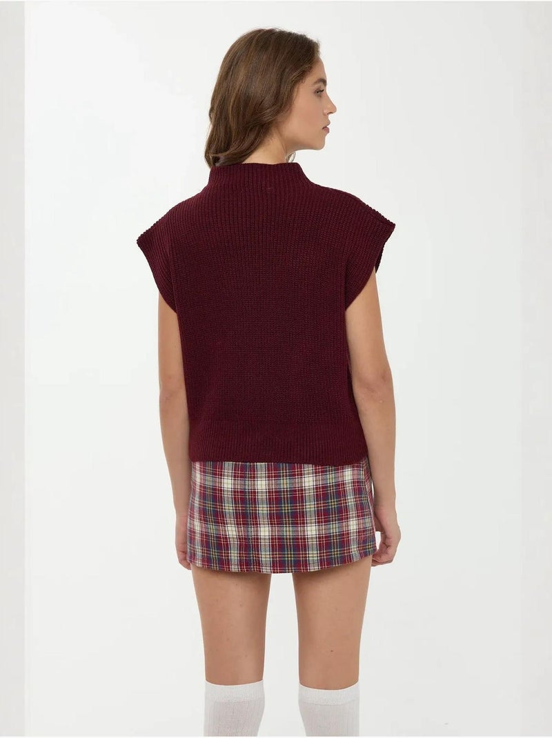 Pull en tricot à demi-col roulé Rouge bordeaux - Kiabi