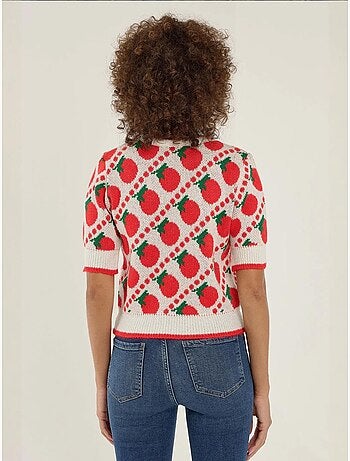 Pull en tricot à manches courtes à motifs