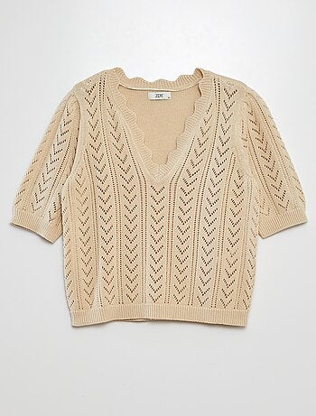 Pull en tricot à manches courtes et col en V 'JDY'