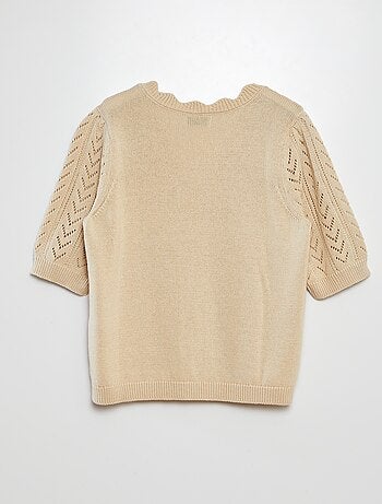 Pull en tricot à manches courtes et col en V 'JDY'