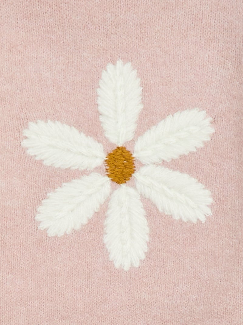 Pull en tricot avec broderie Rose - Kiabi