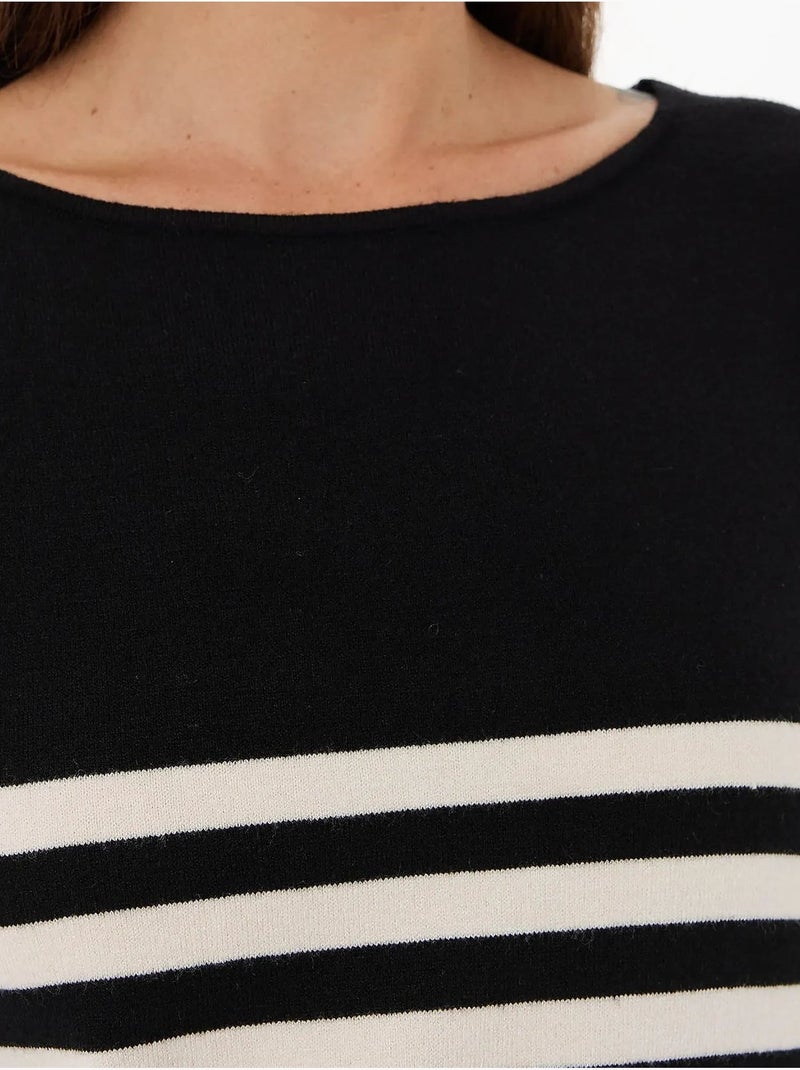 Pull en tricot basique rayé hiccup Noir - Kiabi