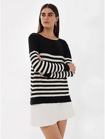 Pull en tricot basique rayé