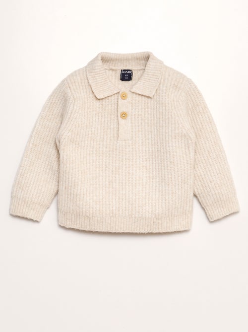 Pull en tricot col polo - Kiabi