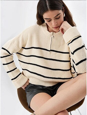 Pull en tricot rayé à fermeture éclair hiccup
