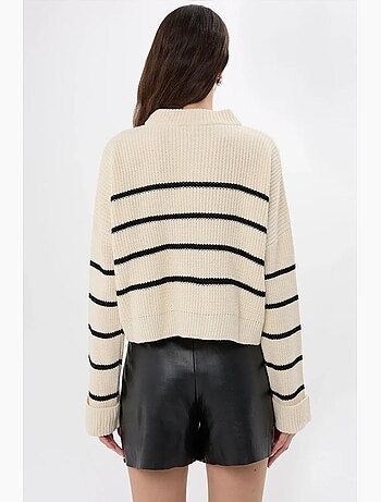 Pull en tricot rayé à fermeture éclair hiccup