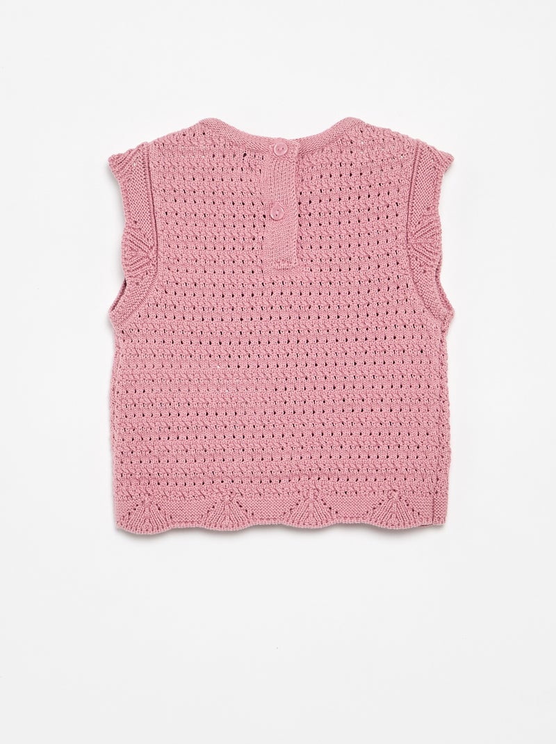Pull en tricot sans manches Rose - Kiabi