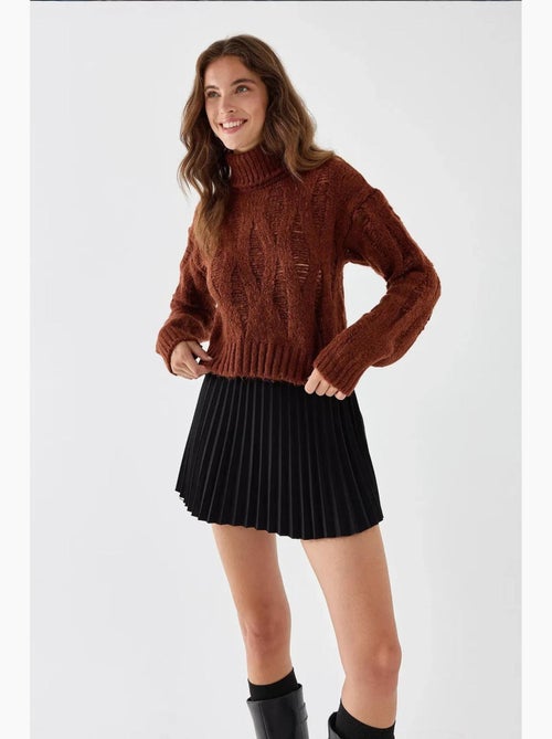 Pull en tricot texturé à col roulé hiccup - Kiabi