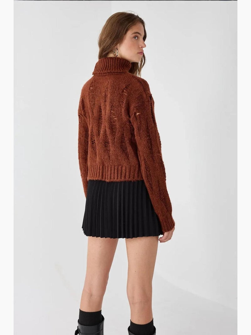 Pull en tricot texturé à col roulé hiccup Marron - Kiabi