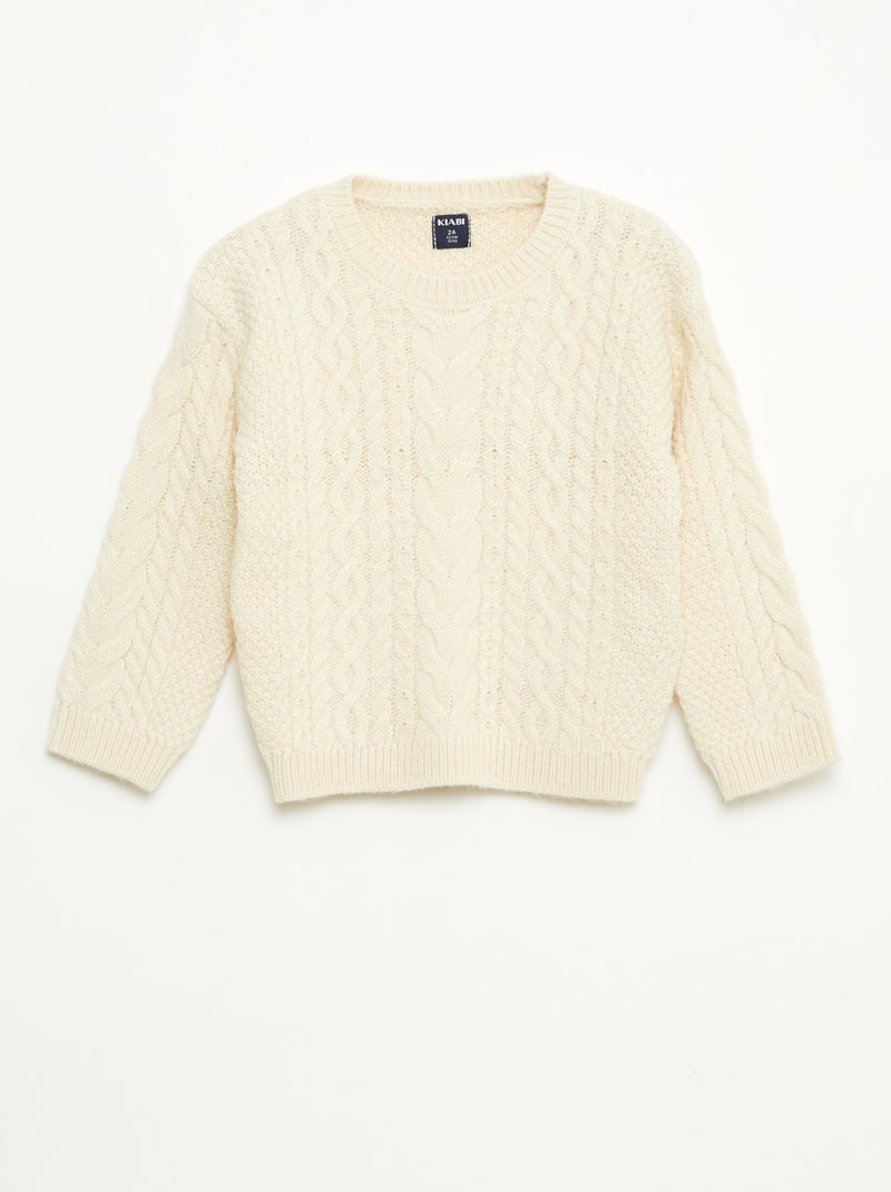 Pull en tricot torsadé Beige - Kiabi