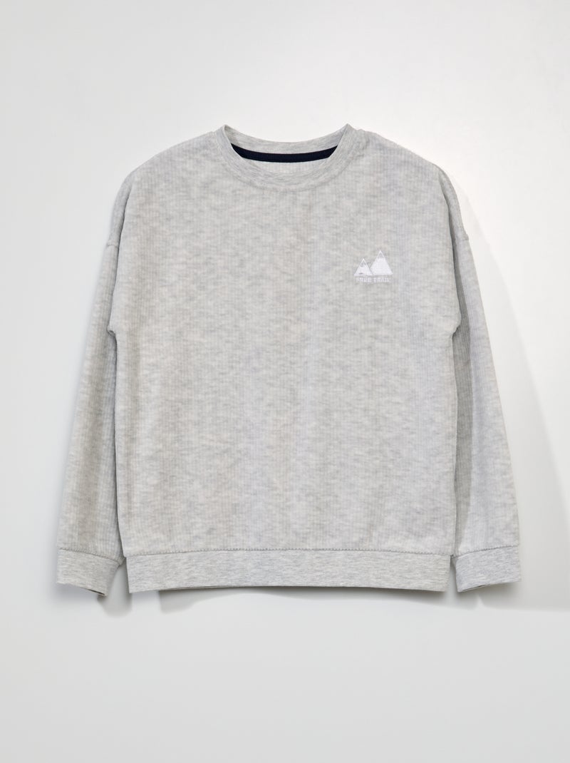 Pull en velours côtelé Gris - Kiabi