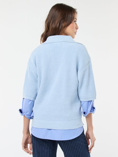 Pull esprit polo avec encolure V - Kiabi