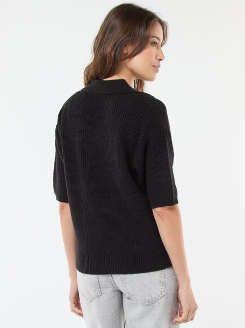 Pull esprit polo avec encolure V - Kiabi