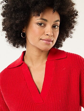 Pull esprit polo avec encolure V