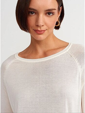 Pull femme côtelé à col rond dilvin