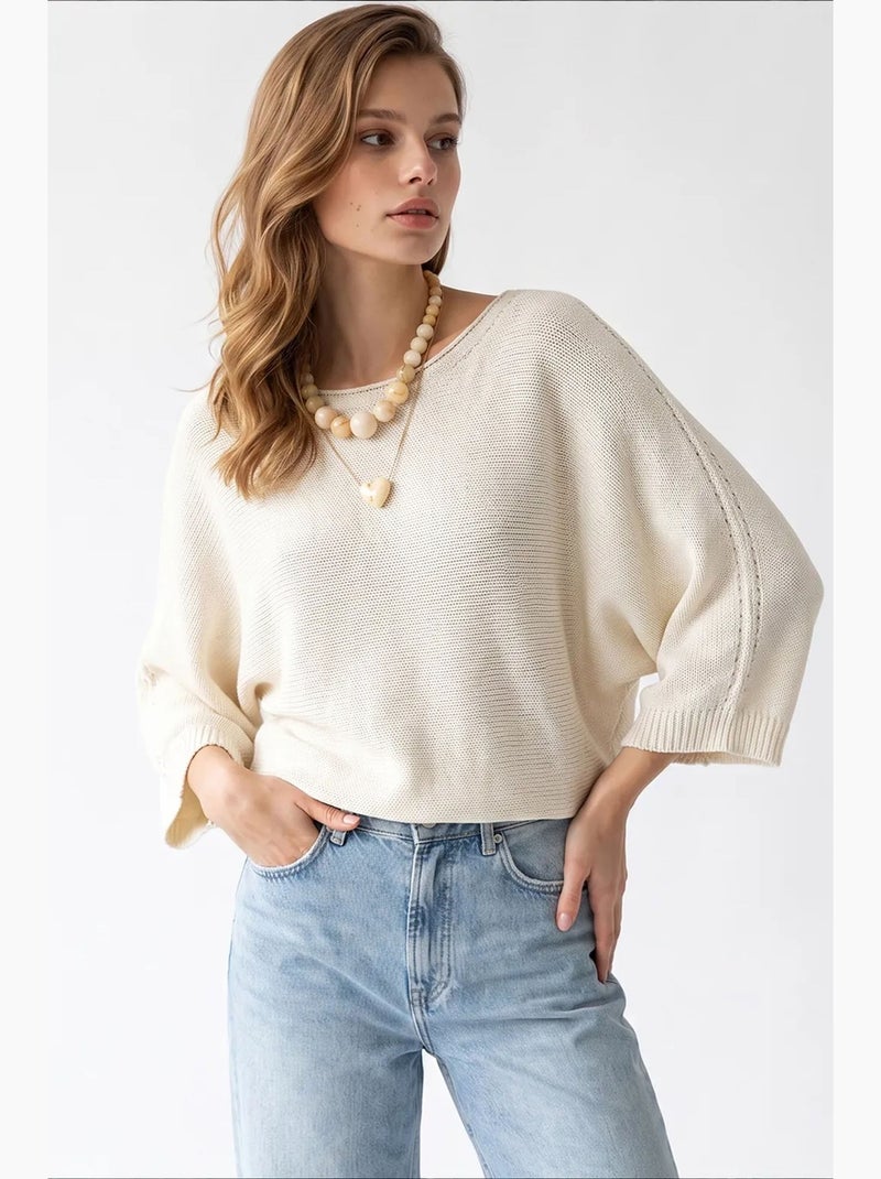 Pull femme en mélange coton mixray Crème - Kiabi