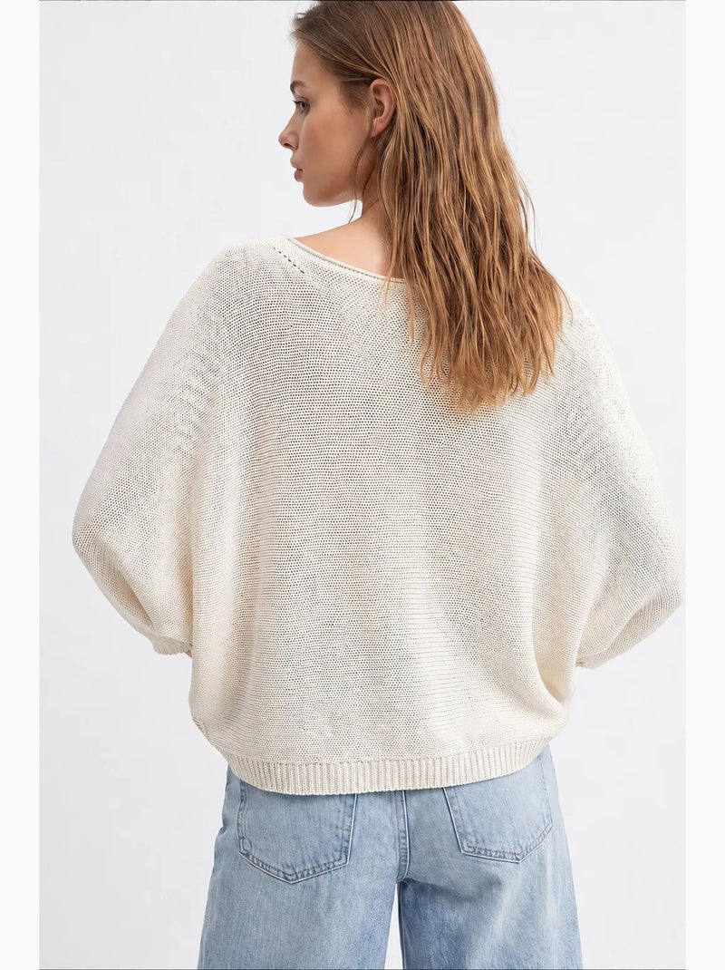 Pull femme en mélange coton mixray Crème - Kiabi