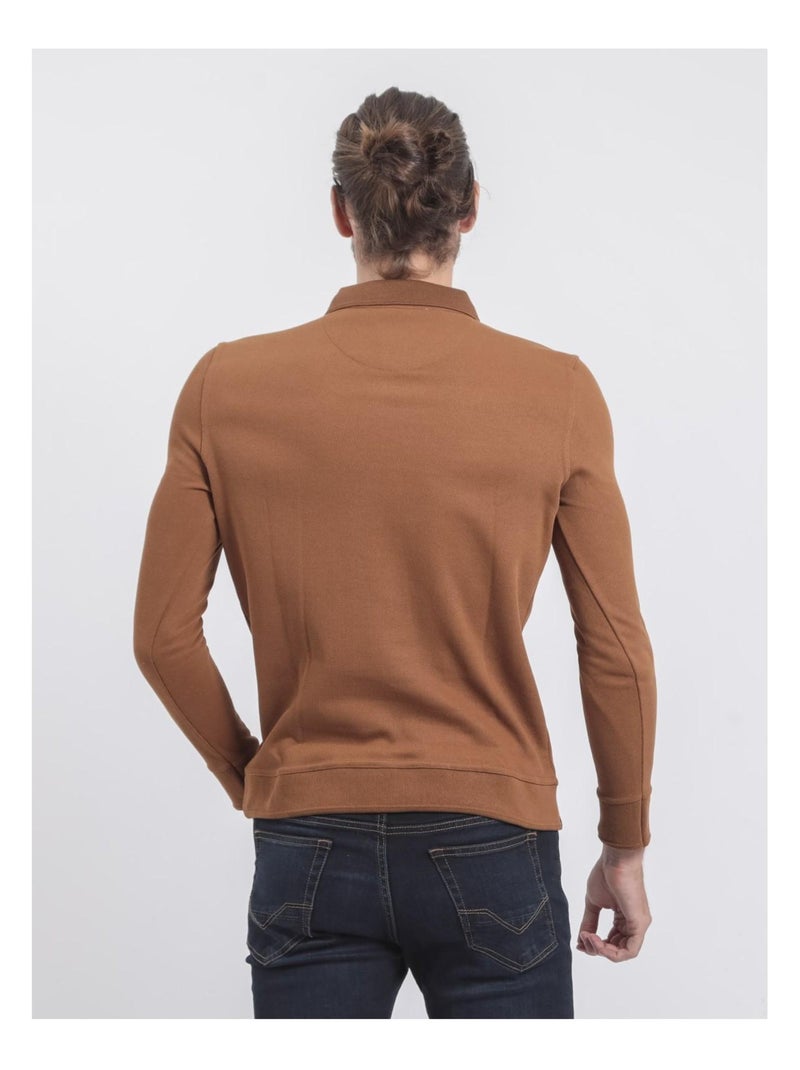 Pull fin col polo WAMITOL Marron caramel - Kiabi