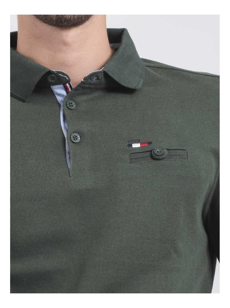 Pull fin col polo WAMITOL Vert foncé - Kiabi