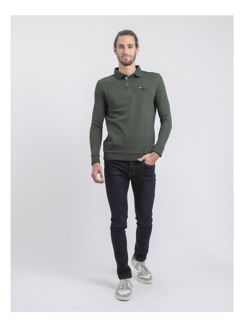 Pull fin col polo WAMITOL Vert foncé - Kiabi