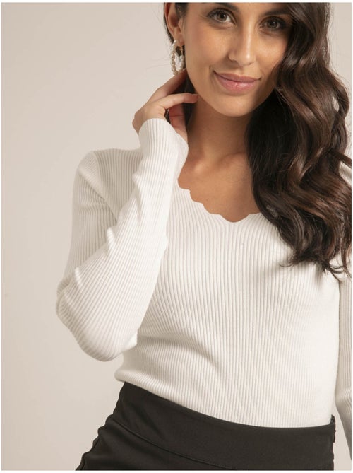 Pull fin col v fantaisie karissa - Kiabi Pull fin col v fantaisie karissa - Kiabi