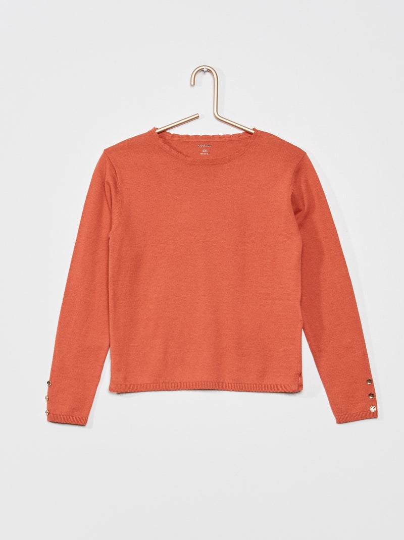 Pull fin en coton Orange brique - Kiabi