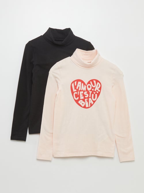 Pull fin en jersey avec col roulé - Lot de 2 - Kiabi