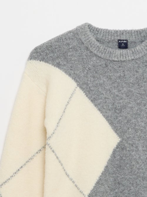 Pull fine jauge à motif jacquard - Kiabi